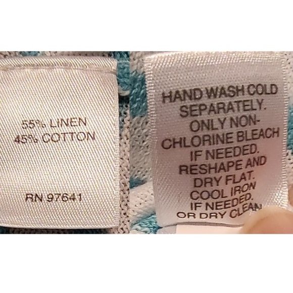 J. Jill Lightweight Turquoise White Stripe Linen Cotton Blend Knit Top Sz Large - Picture 5 of 5